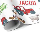 ウォーターカラーファーム誕生日動物名前をカスタムする ラッピングペーパー (ロールコーナー)