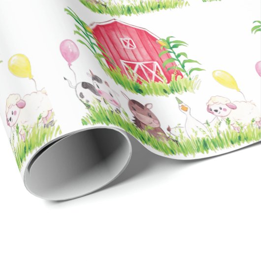 ウォーターカラーファーム誕生日動物 ラッピングペーパー (ロールコーナー)