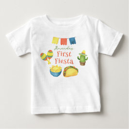 ウォーターカラーフィエスタ 初誕生日 ベビーTシャツ