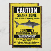 ウォーターカラーフィン – タステティックシャーク誕生日招待状 招待状 (正面/裏面)