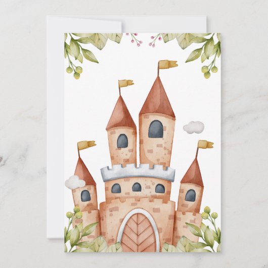 ウォーターカラーフェアユタリーキャッスル子供の誕生日パーティー 招待状 (裏面)