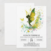 ウォーターカラーフェアリードリーム誕生日 招待状 (正面/裏面)