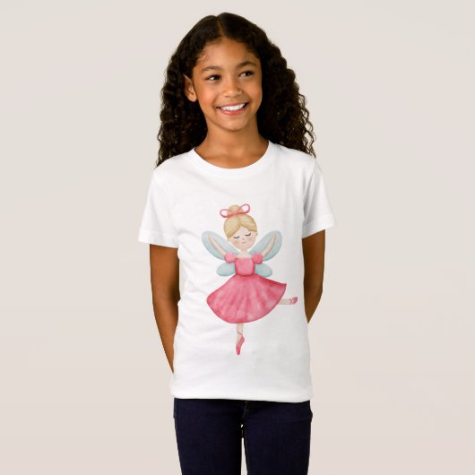 ウォーターカラーフェアリーバレリーナキッズTシャツ Tシャツ (正面フル)