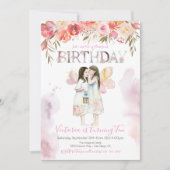 ウォーターカラーフェアリー誕生日招待状 招待状 (正面)