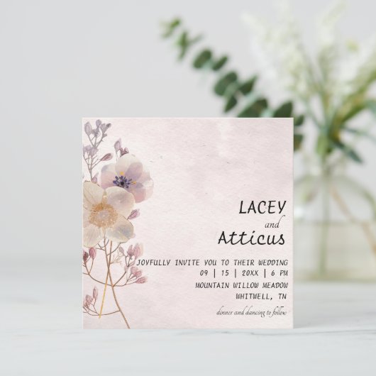 ウォーターカラーフェイフローラ結婚式招待状 招待状 (スタンド正面)