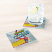 ウォーターカラーフェニックスモーテル ガラスコースター (アングル)