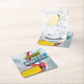 ウォーターカラーフェニックスモーテル スクエアペーパーコースター (インサイチュ)