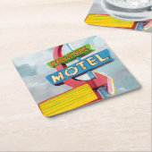 ウォーターカラーフェニックスモーテル スクエアペーパーコースター (アングル)
