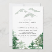 ウォーターカラーフォレストウィンターウッドランド婚約パーティ 招待状 (正面)