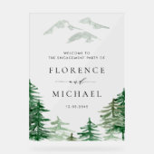 ウォーターカラーフォレストウッドランドウィンター婚約パーティ アクリルサイン (正面)