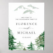 ウォーターカラーフォレストウッドランドウィンター婚約パーティ ポスター (正面)