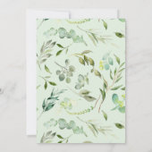 ウォーターカラーフォレストグリーンリーブライダルシャワー 招待状 (裏面)