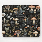 ウォーターカラーフォレストグリーンリーマッシュルーム秋 マウスパッド (正面)