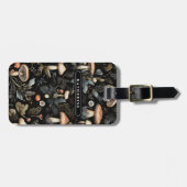 ウォーターカラーフォレストグリーンリーマッシュルーム秋 ラゲッジタグ (正面横)