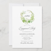 ウォーターカラーフォレストグリーンリー婚約パーティ 招待状 (正面)