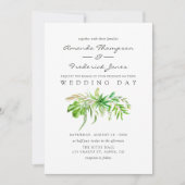 ウォーターカラーフォレストグリーンリー結婚式招待状 招待状 (正面)