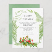 ウォーターカラーフォレストグリーン結婚リーズゲスト詳細 エンクロージャーカード (正面/裏面)
