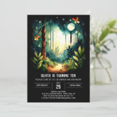 ウォーターカラーフォレストチルドレンズウッドランド誕生日 招待状 (スタンド正面)