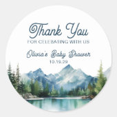 ウォーターカラーフォレストマウンテン素朴アドベンチャーラウンド ラウンドシール (正面)