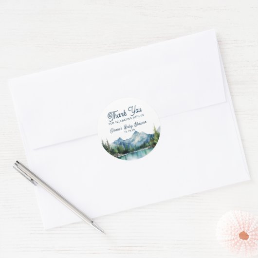 ウォーターカラーフォレストマウンテン素朴アドベンチャーラウンド ラウンドシール (封筒)