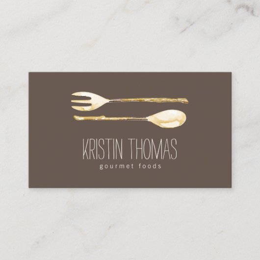 ウォーターカラーフォークおよびスプーンケータリング 名刺 (正面)