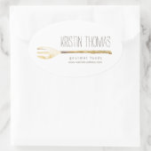 ウォーターカラーフォークケータリング、シェフ、フードシール 楕円形シール (バッグ)