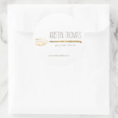 ウォーターカラーフォークケータリング、シェフ、フードラウンドステッカー ラウンドシール (バッグ)