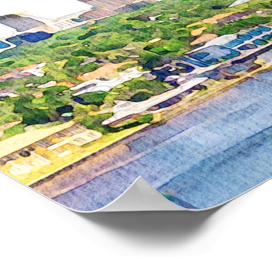 ウォーターカラーフォートローダーデールスカイライン結婚の歓迎 ポスター (角)