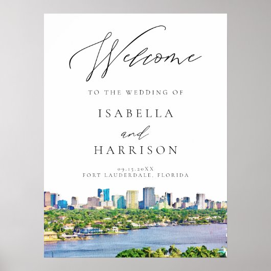 ウォーターカラーフォートローダーデールスカイライン結婚の歓迎 ポスター (正面)