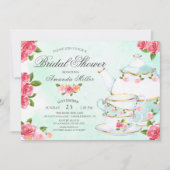 ウォーターカラーフォーラルティーブライダルシャワー 招待状 (正面)