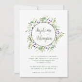 ウォーターカラーフジテリアリースブライダルシャワー招待状 招待状 (正面)