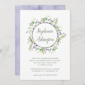 ウォーターカラーフジテリアリースブライダルシャワー招待状 招待状 (正面/裏面)