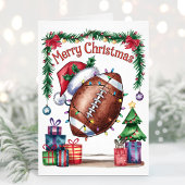 ウォーターカラーフットボール クリスマスカード