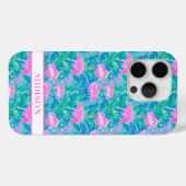 ウォーターカラーフラミンゴのモノグラム Case-Mate iPhoneケース (裏面 (横))