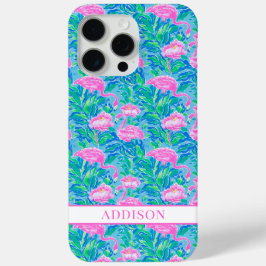 ウォーターカラーフラミンゴのモノグラム iPhone 15 PRO MAXケース