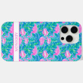 ウォーターカラーフラミンゴのモノグラム Case-Mate iPhoneケース (裏面 (横))