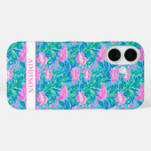 ウォーターカラーフラミンゴのモノグラム Case-Mate iPhoneケース (裏面 (横))