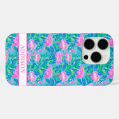 ウォーターカラーフラミンゴのモノグラム Case-Mate iPhoneケース (裏面 (横))