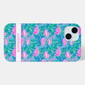 ウォーターカラーフラミンゴのモノグラム Case-Mate iPhoneケース (裏面 (横))