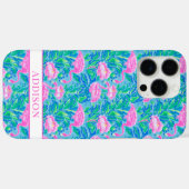 ウォーターカラーフラミンゴのモノグラム Case-Mate iPhoneケース (裏面 (横))