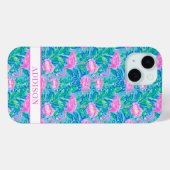 ウォーターカラーフラミンゴのモノグラム Case-Mate iPhoneケース (裏面 (横))