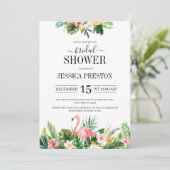 ウォーターカラーフラミンゴトロピカルフローラブライダルシャワー 招待状 (スタンド正面)