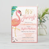 ウォーターカラーフラミンゴ卒業パーティー招待状 招待状 (スタンド正面)