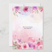ウォーターカラーフラワーガーデンブライダルシャワーパーティー 招待状 (裏面)