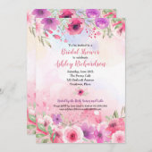 ウォーターカラーフラワーガーデンブライダルシャワーパーティー 招待状 (正面/裏面)