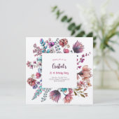 ウォーターカラーフラワーズアダルト誕生日招待 招待状 (スタンド正面)