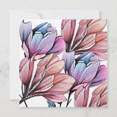 ウォーターカラーフラワーズアダルト誕生日招待 招待状 (裏面)