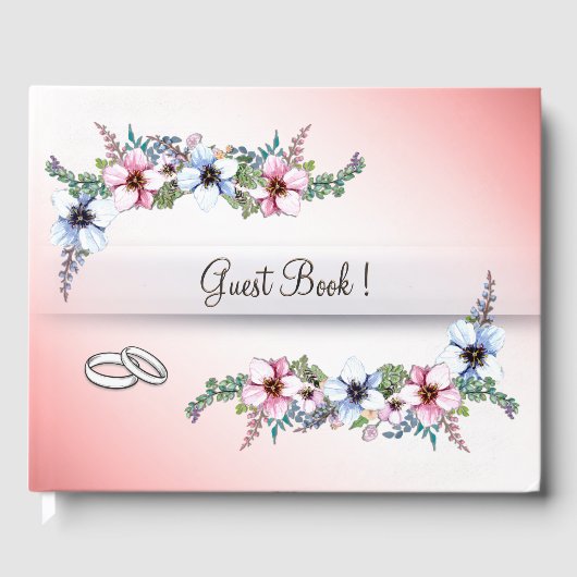 ウォーターカラーフラワーズシャイン結婚ズゲストブック ゲストブック (正面)