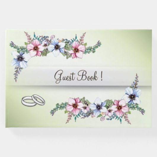 ウォーターカラーフラワーズシャイン結婚ズゲストブック ゲストブック (正面)
