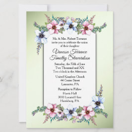 ウォーターカラーフラワーズシャイン結婚式招待状 招待状